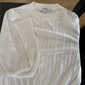MaxMara Crew Neck White Sweater Top Size Small 2 4 Designer Max Mara